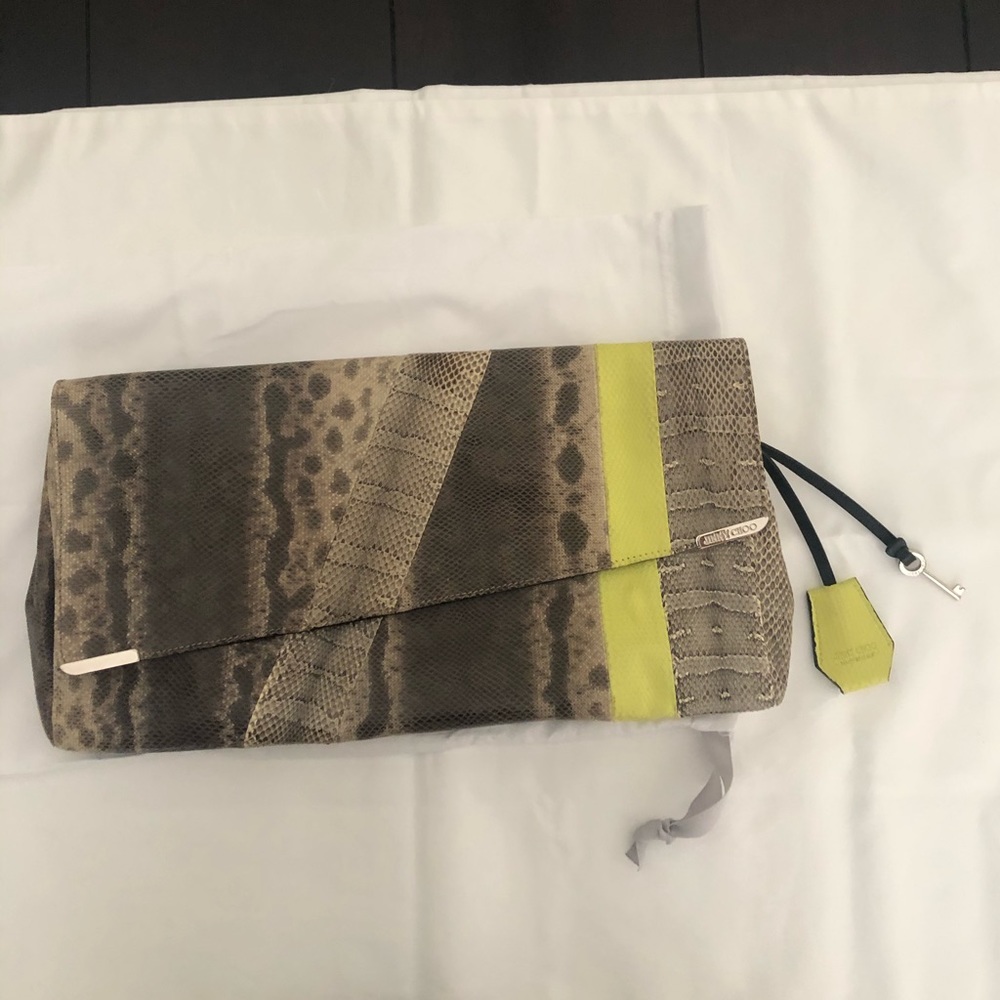 Authentic Jimmy Choo Natural Python Shlub Clutch